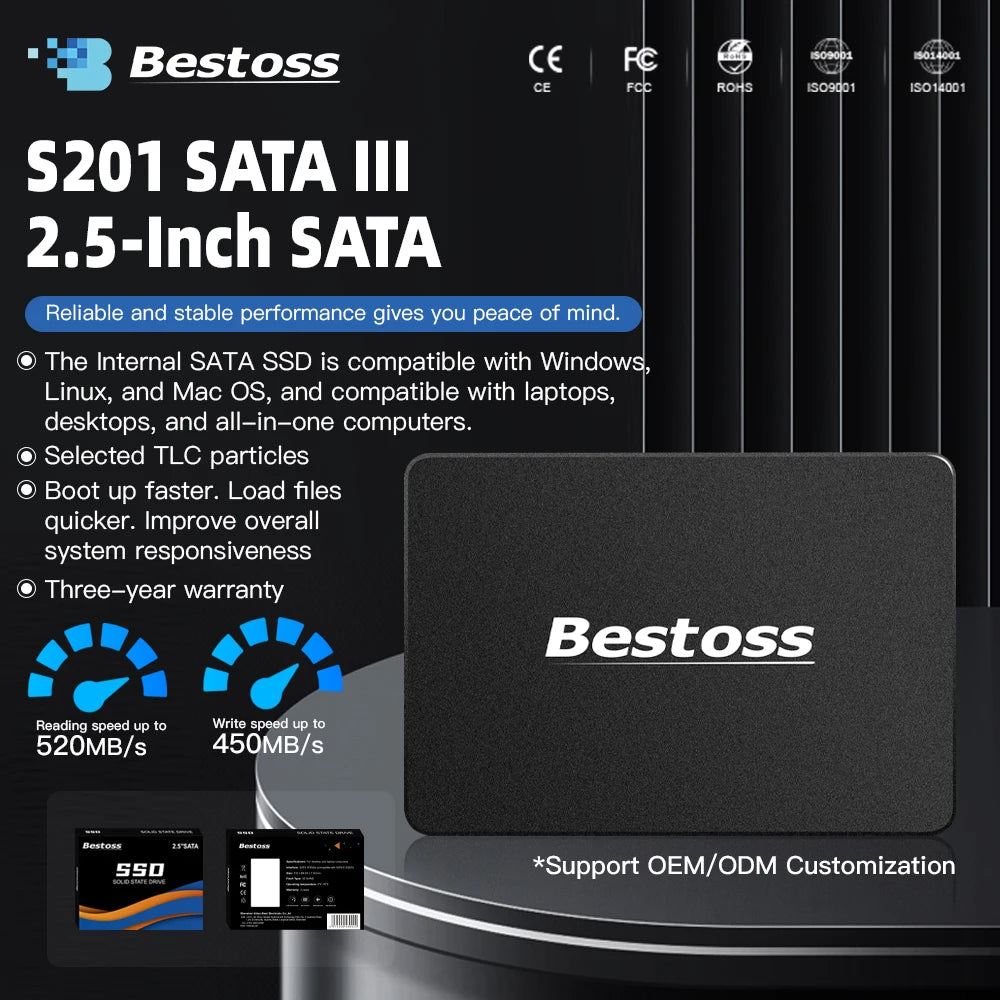 Bestoss SSD 2.5 inch sata 3 120gb 128gb 240gb 256gb 480gb 512gb 960gb 1tb hard disk drive disco duro internal ssd