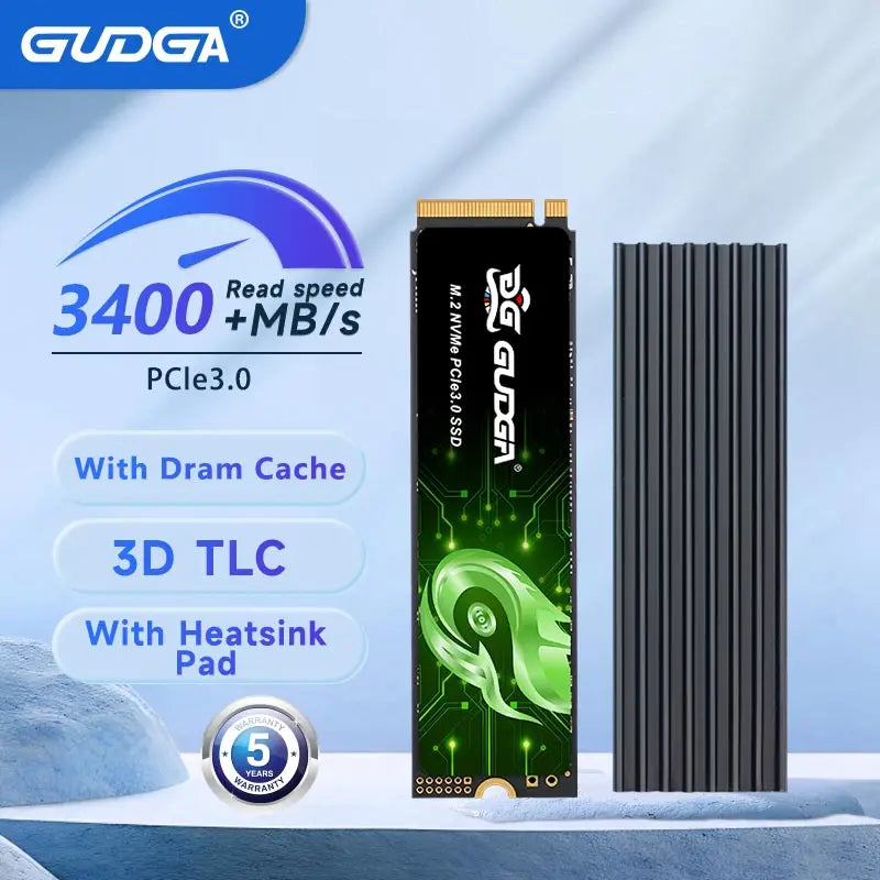 GUDGA SSD With Dram Cache M2 512GB M.2 2280 Internal Solid State Drive PCIe 3.0 ×4 3500mb/s Hard Disk TLC for Laptop