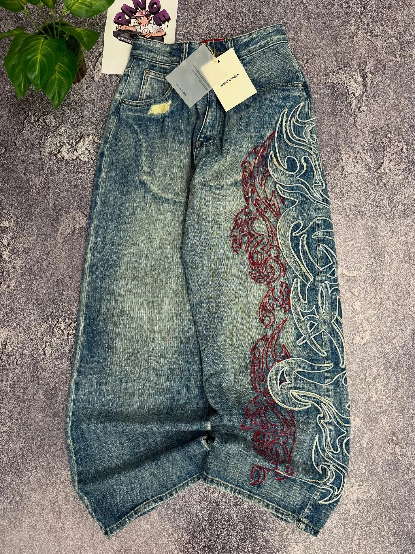 Baggy Wide Leg Designed Jeans