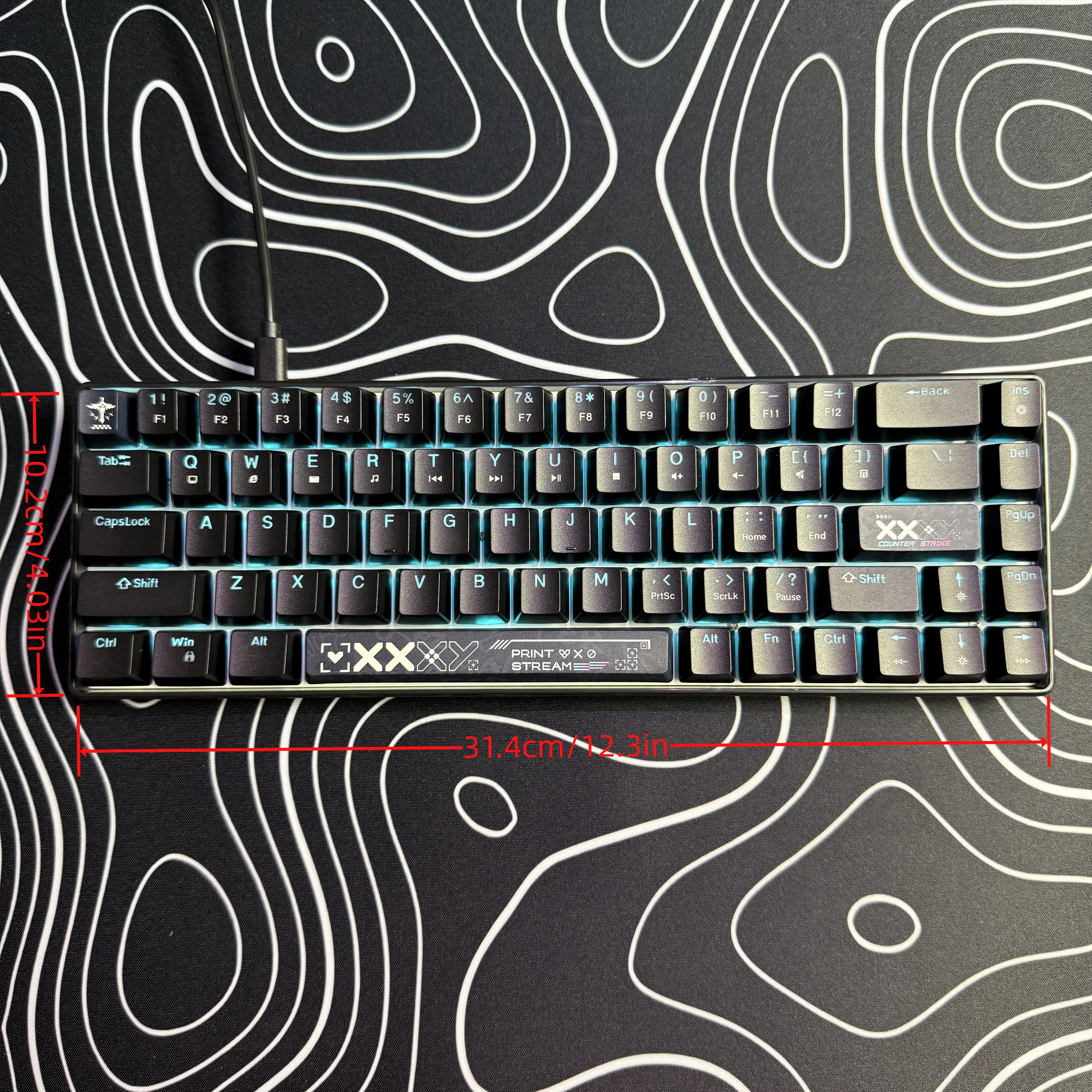 Mechanical Gaming Keyboard, 68 Keys Gaming Keyboard With Blue/Switches, Detachable Type-C Cable Mini Keyboard With Blue Light