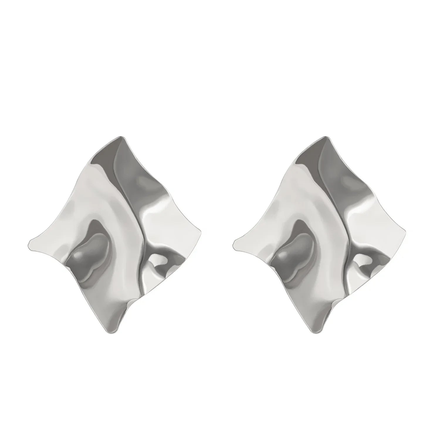Vintage Pleated Geometric Earrings – Stainless Steel Statement Studs