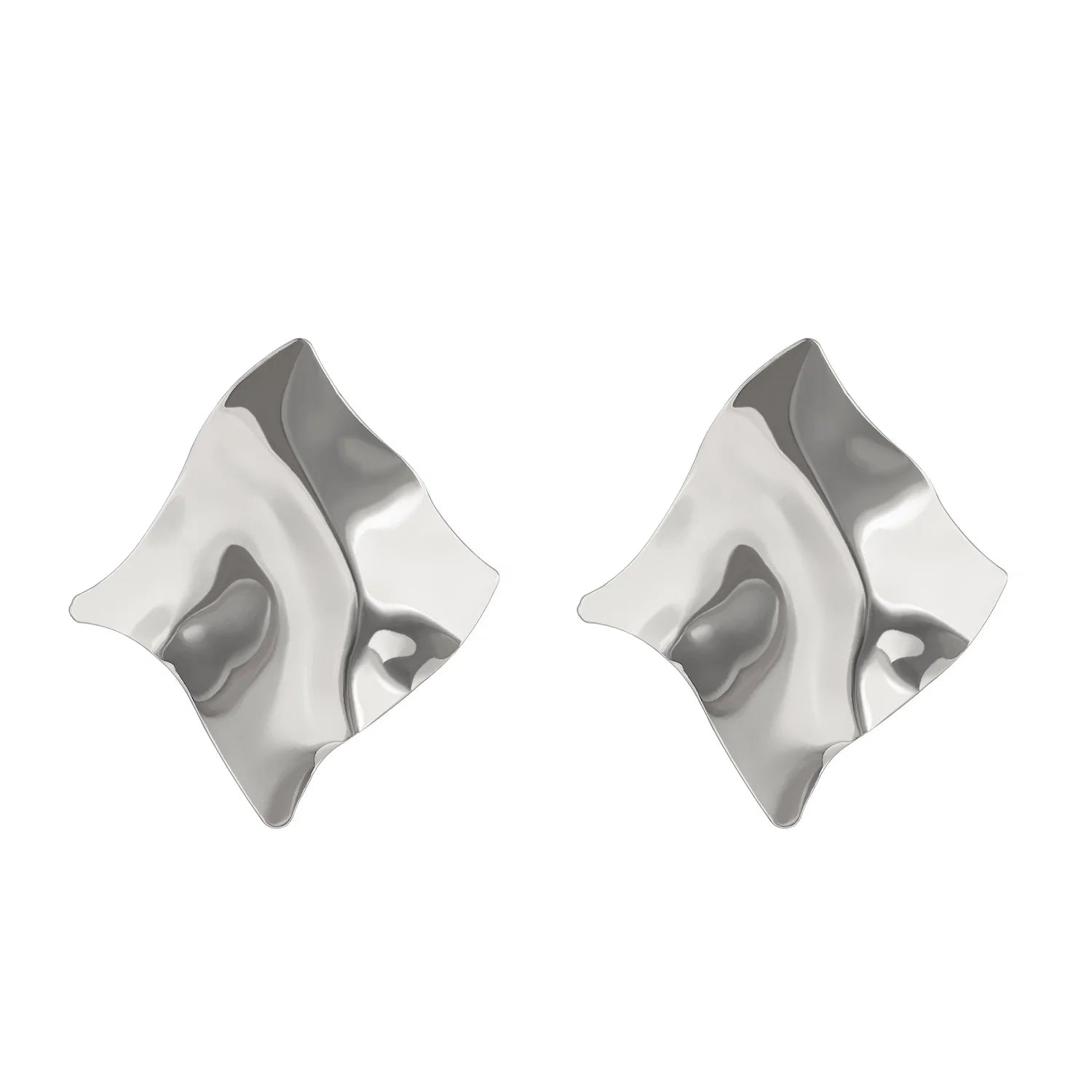 Vintage Pleated Geometric Earrings – Stainless Steel Statement Studs