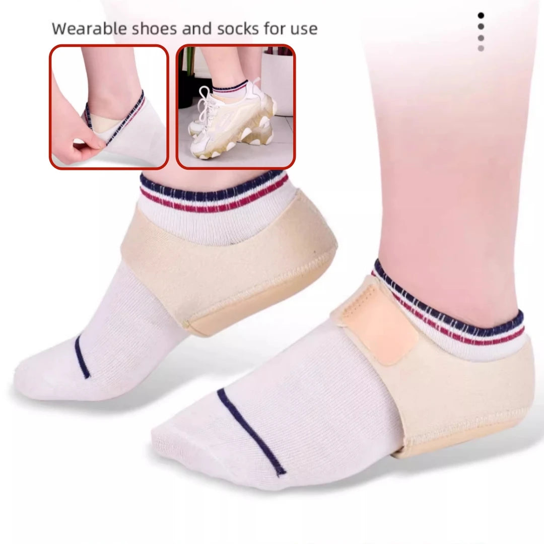 1 Pair Silicone Heel Pads, Shock Absorption, Relieving Leg Pressure, Adjustable Straps, Prevent Slipping Insoles