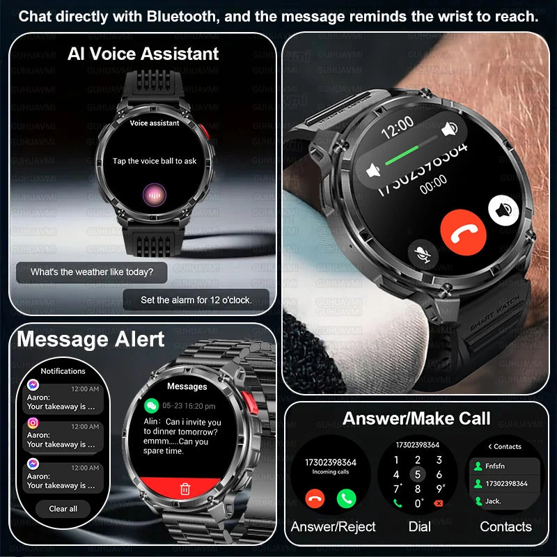 2026 New T-REX3 1100mAh Battery SmartWatch 10ATM Waterproof GPS Bluetooth call 1.7" AMOLED HD Sports Flashlight Smart Watch Men