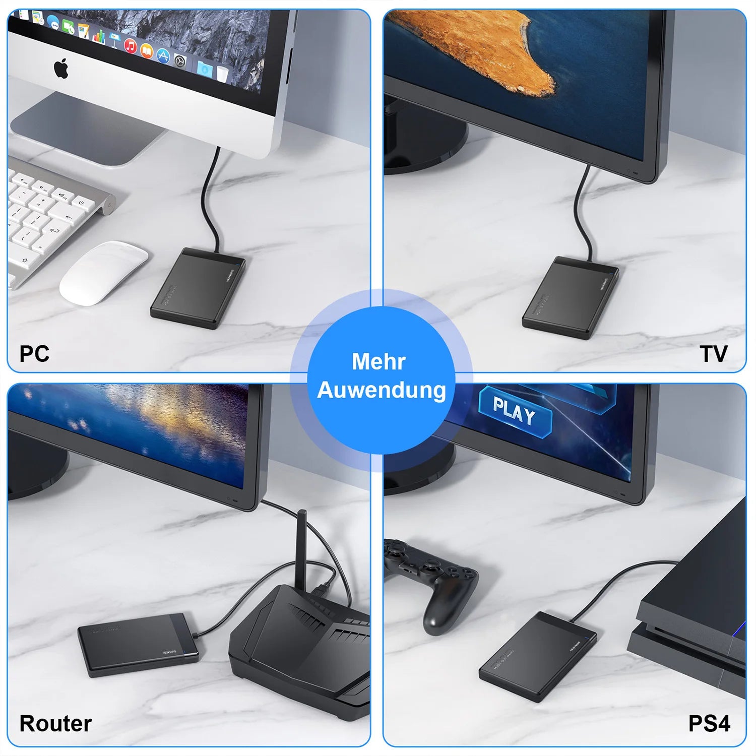 SUNKANDI 2.5" Hard Drive Enclosure USB 3.0 to SATA III Adapter Supports 2.5 Inch SSD HDD 9.5mm 7mm External Hard Drive Enclosure