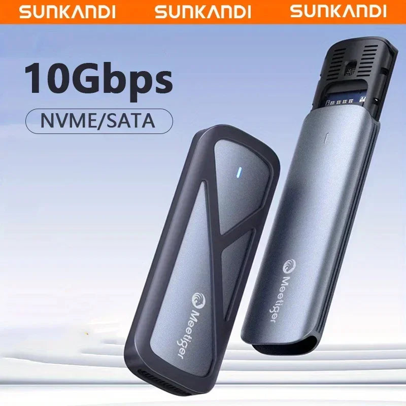 SUNKANDI M.2 NVME SATA SSD Enclosure Adapter, 10Gbps M.2 NVMe to USB Adapter/Reader Supports M and B&M Keys and Size 2280 SSDs