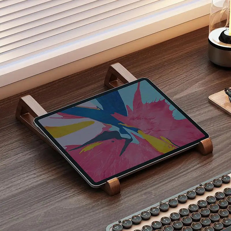 Portable Wooden Laptop Stand-Ergonomic 12° Adjustable Angle, Cooling Ventilation Triangular Design,Office Accessory