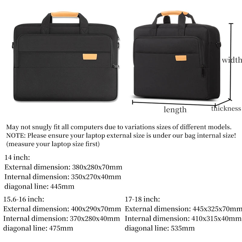 Laptop Bag 15.6 16 17.3 Inch Men Business Briefcase Computer Messenger Bag for MacBook Acer Asus Lenovo HP Toshiba Huawei Dell