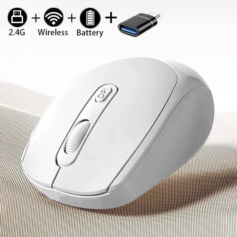Dual Mode Wireless Mouse Bluetooth-Compatible 2.4G Wireless Mouse Computer Mice for Windows 7/8/10 Mac iOS Android Laptop Tablet