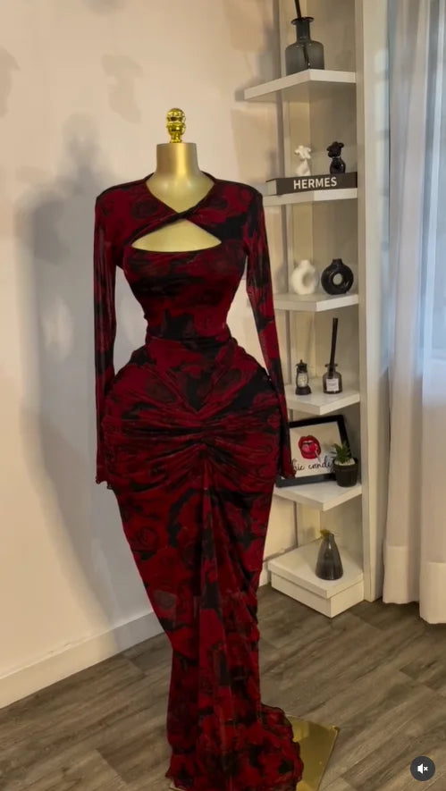 Women Draped V-neck Cutout Front Ruched Stacked Bodycon Midi Long Maxi Dress 2025 Night Club Party Vestidos Sexy Dresses