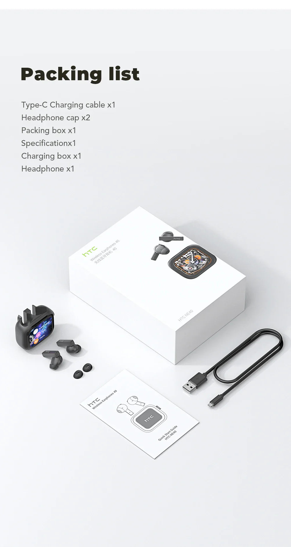 HTC NE40 Pro TranslateBuds™ – AI-Powered Ultra HD Earphones