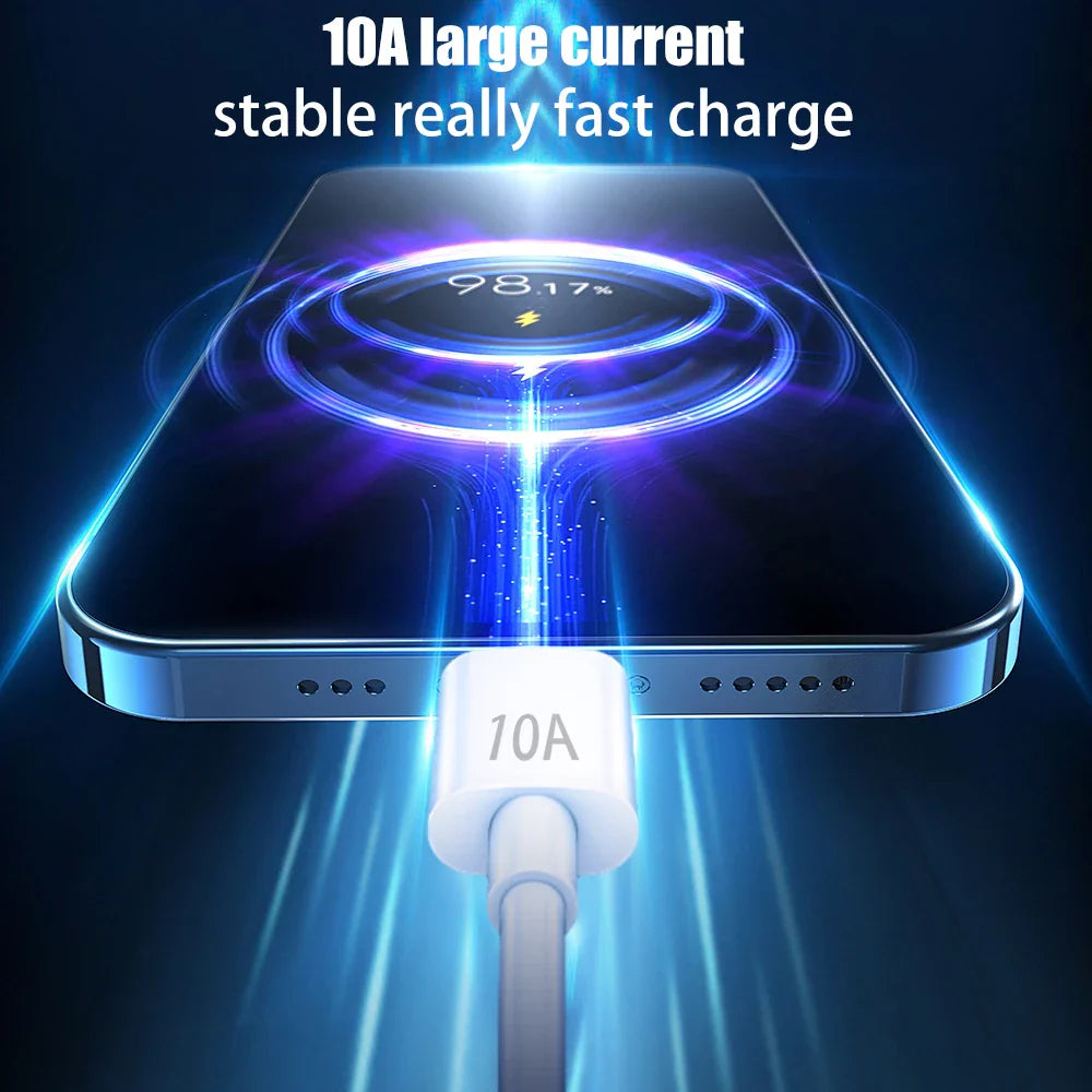 10A USB A To C Cable Type C To C Data Cable High Speed 0.25/1/1.5/2m Charging Cord