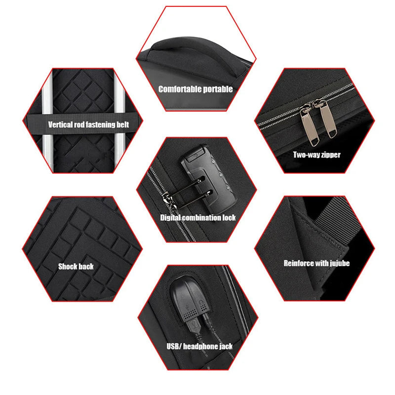 Men 15" 17" Laptop Backpack Large Capacity Anti-theft Waterproof Backpack Travel E-sport Hard Shell Bags For College Students