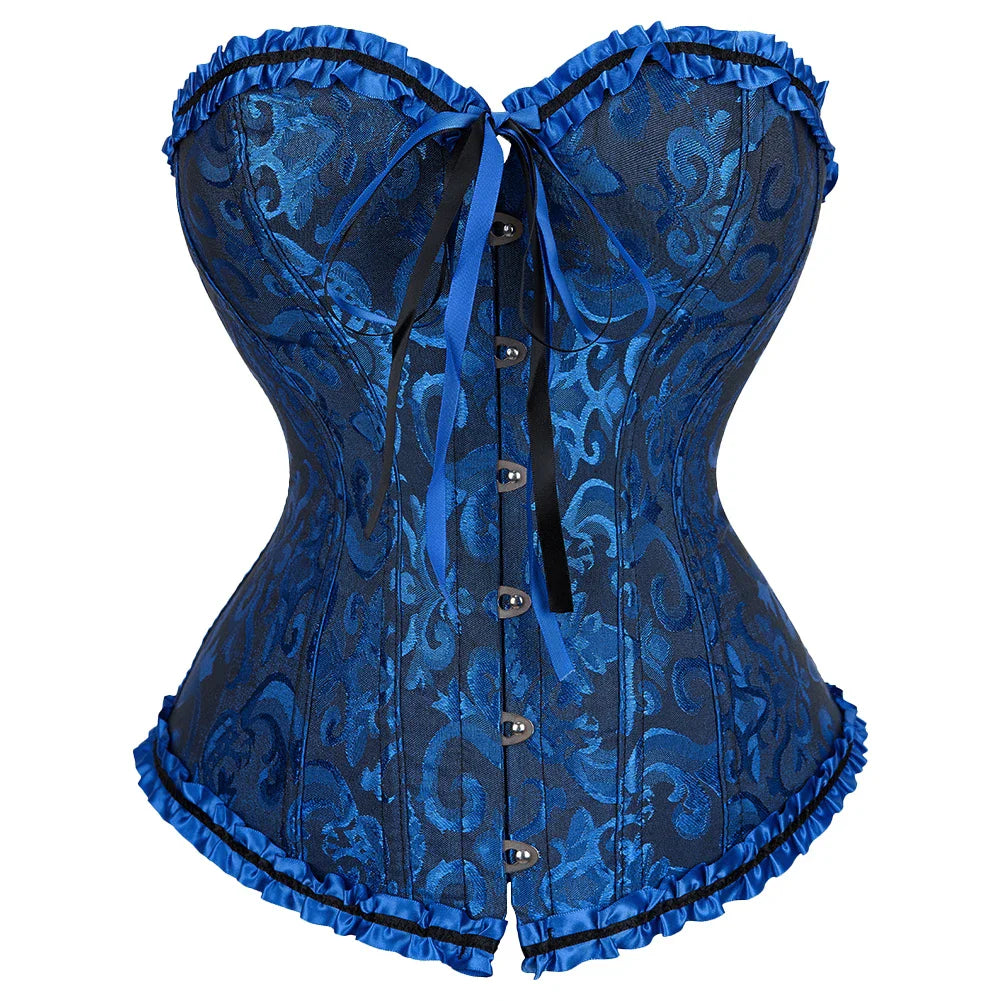 Victorian Gothic Fashion Jacquard Overbust Corset