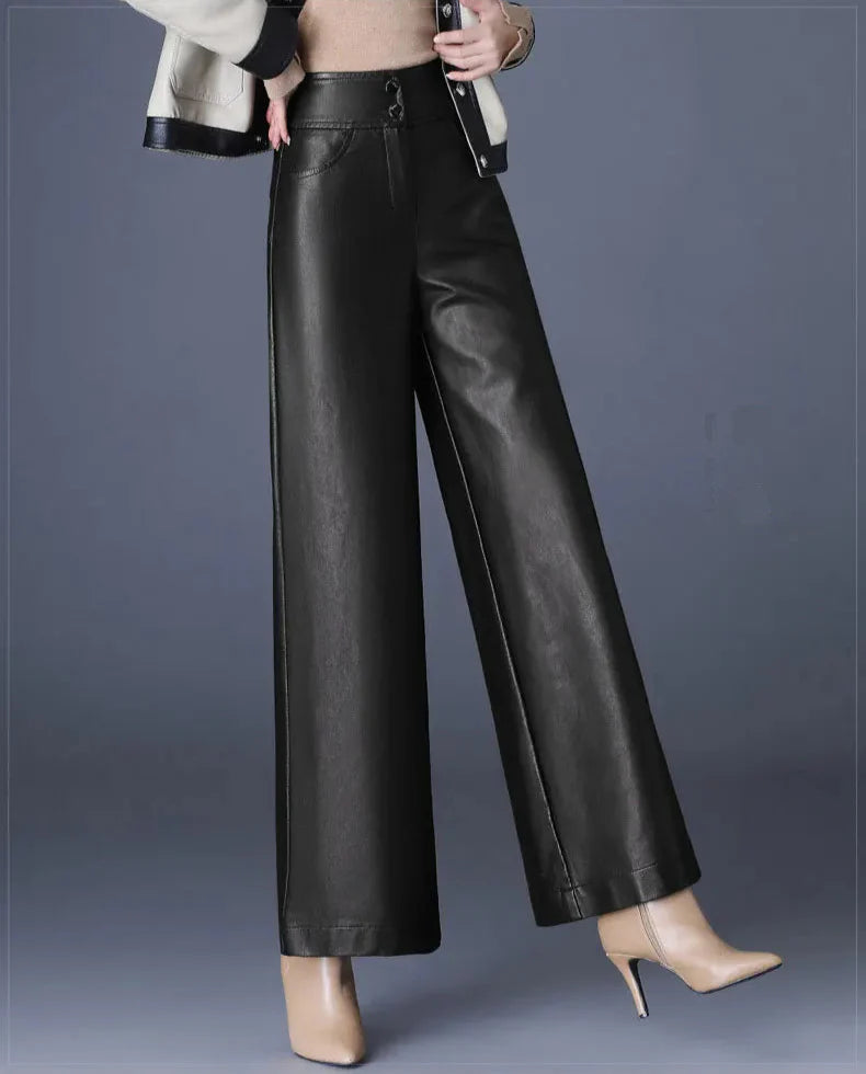 Zuvéra PU Leather Wide-Leg Pants