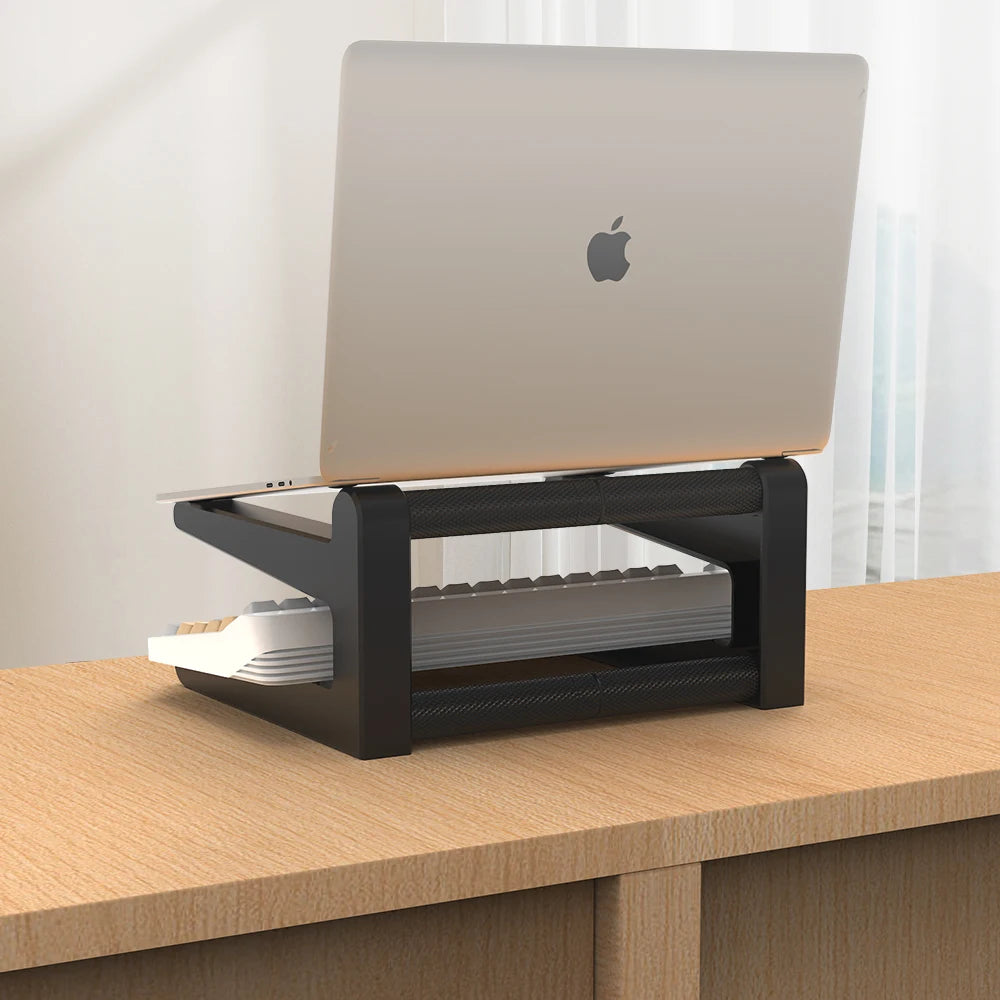 Ergonomic height-adjustable round-pole double-layer laptop stand with keyboard standsuitable for MacBook, Pc, tablet - sturdy