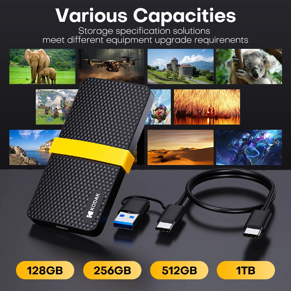 Kodak X200 Portable SSD 2TB 1TB USB 3.1 Type C External Drive Hard Disk 512GB 256GB Solid State Drive For PS4 Laptop Macbook PC