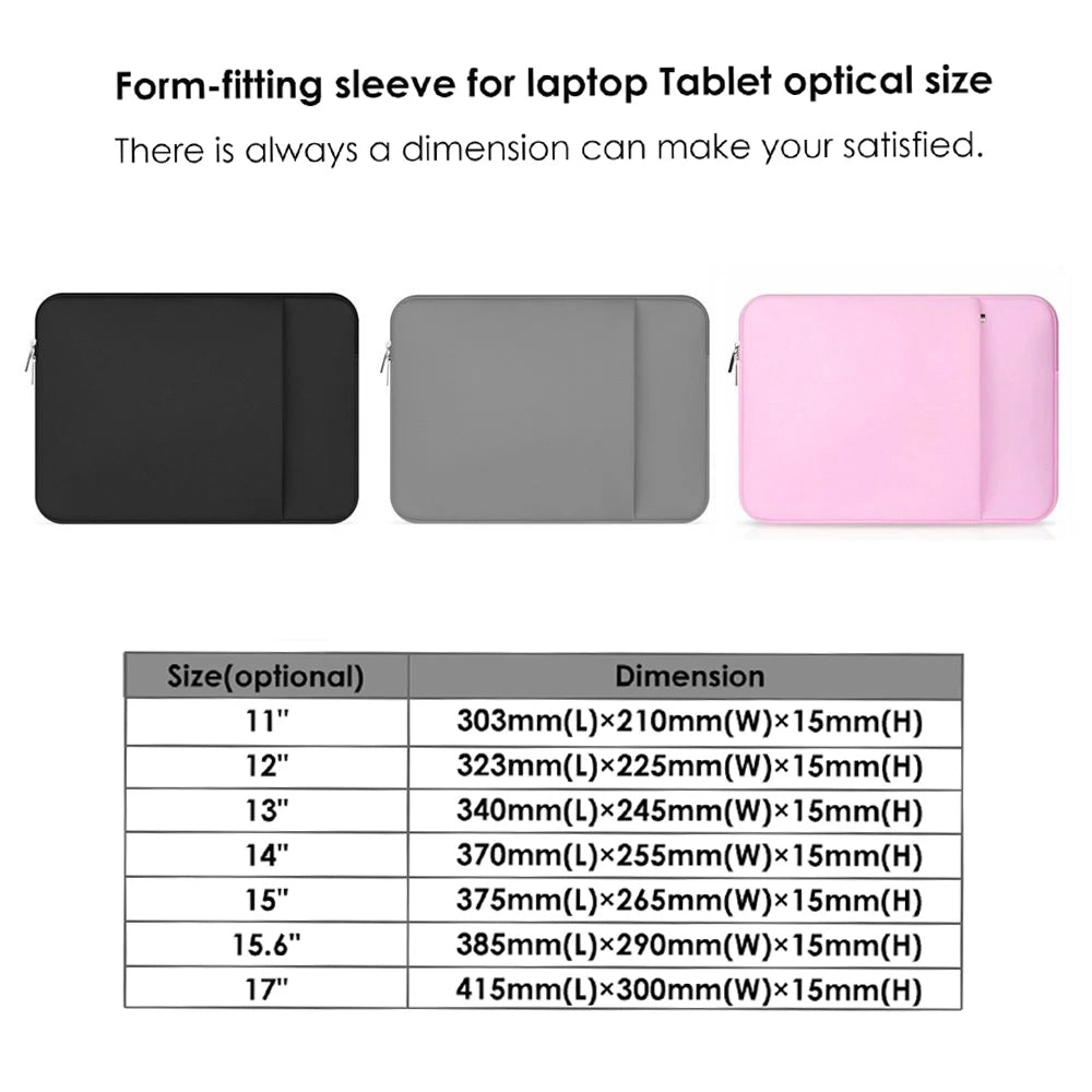 Laptop Sleeve Bag 11 12 13 14 15 15.6 17 inch PC Cover For MacBook Air Pro Retina Xiaomi HP Dell Acer Notebook Computer Case