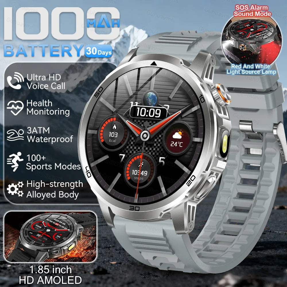 New Outdoor 1000mAh Large Battery Smart Watches Man Military 5ATM Waterproof Heart Rate Bluetooth Call Sports Smartwatch 2026