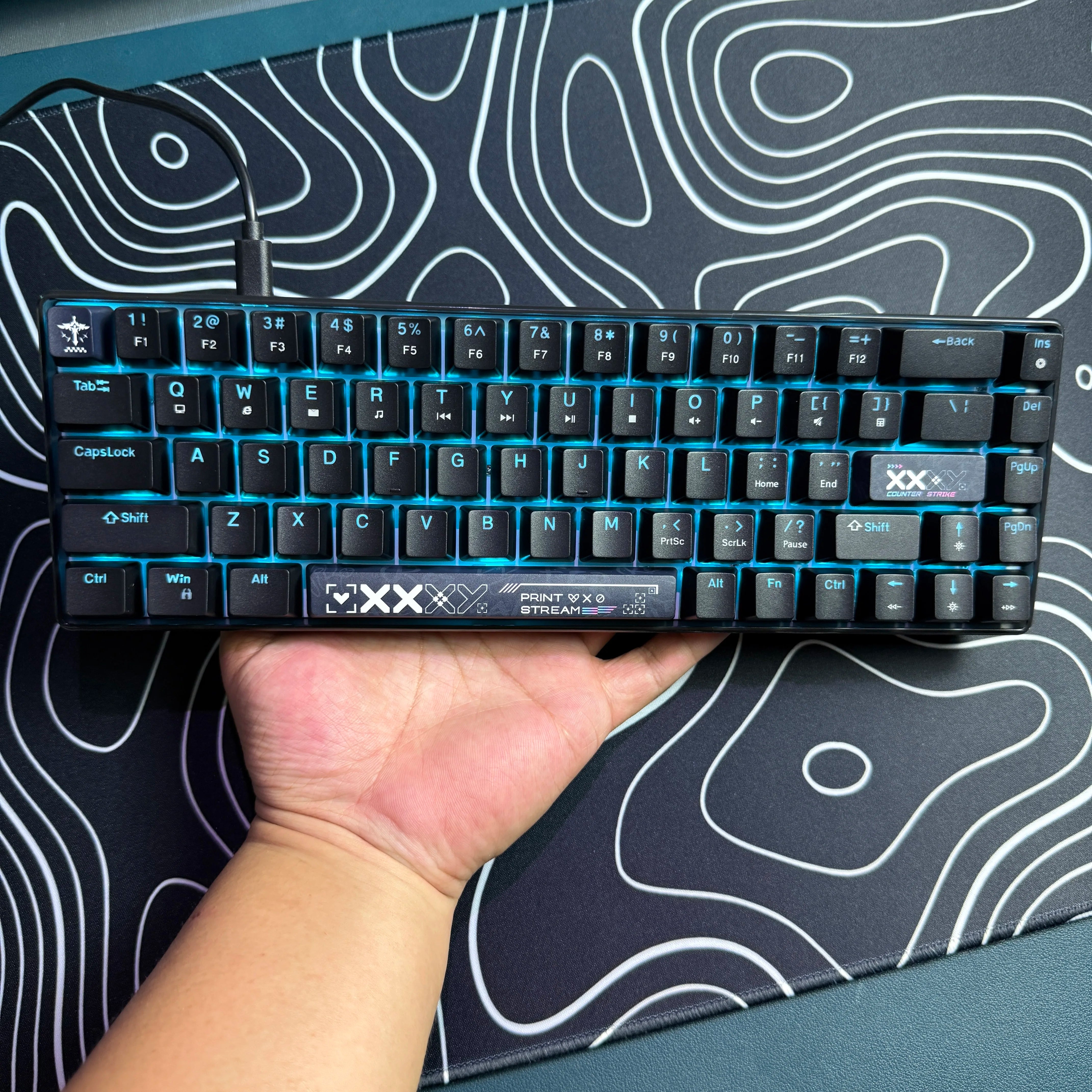 Mechanical Gaming Keyboard, 68 Keys Gaming Keyboard With Blue/Switches, Detachable Type-C Cable Mini Keyboard With Blue Light