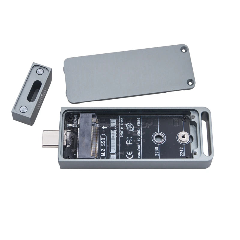 SSD Enclosure External 2230/2242 M.2 SATA/NVME SSD Box CNC Aluminum Case Dual Protocol RTL9210B Chip + Magnetic Protective Cover