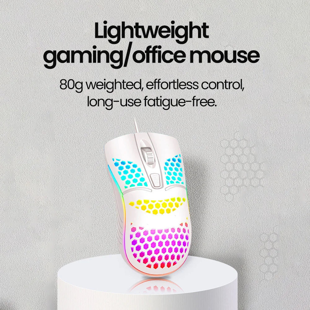 USB Wired Mouse RGB Luminous Gaming Mouse 1600DPI Desktop Laptop Mute Office Computer Wired Mouse for Windows PC & Laptop