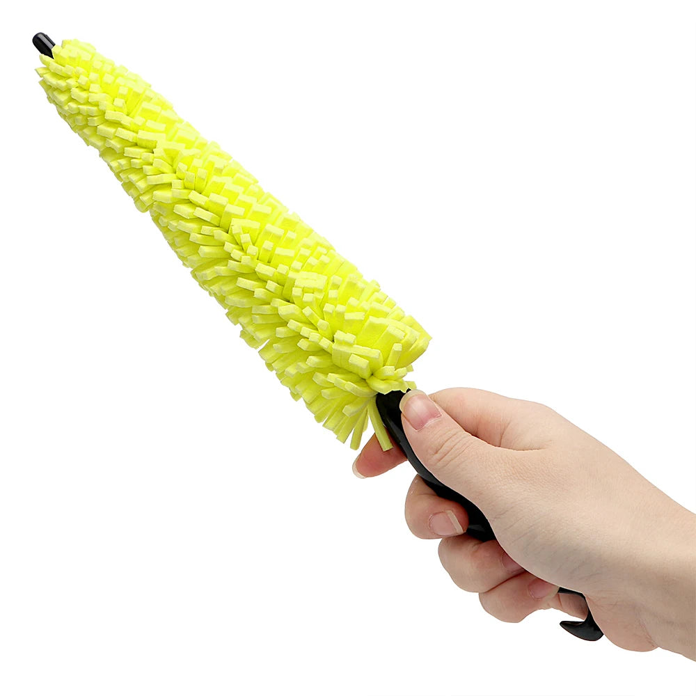 29cm Sponge Brush Motorcycle Wheel Rims Washer Car Hubcaps Wash Auto Cleaning Tool With Handle Bicycle Dirt Pit Bike Accessories