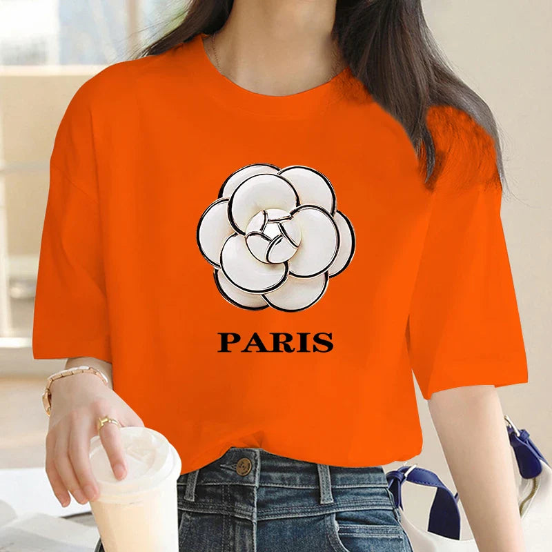 Oversized Luxury Brand NewParis Graphic Tshirt Female Summer Casual T-Shirts For Women's Girls Streetwear Short Sleeve Tee Shirt