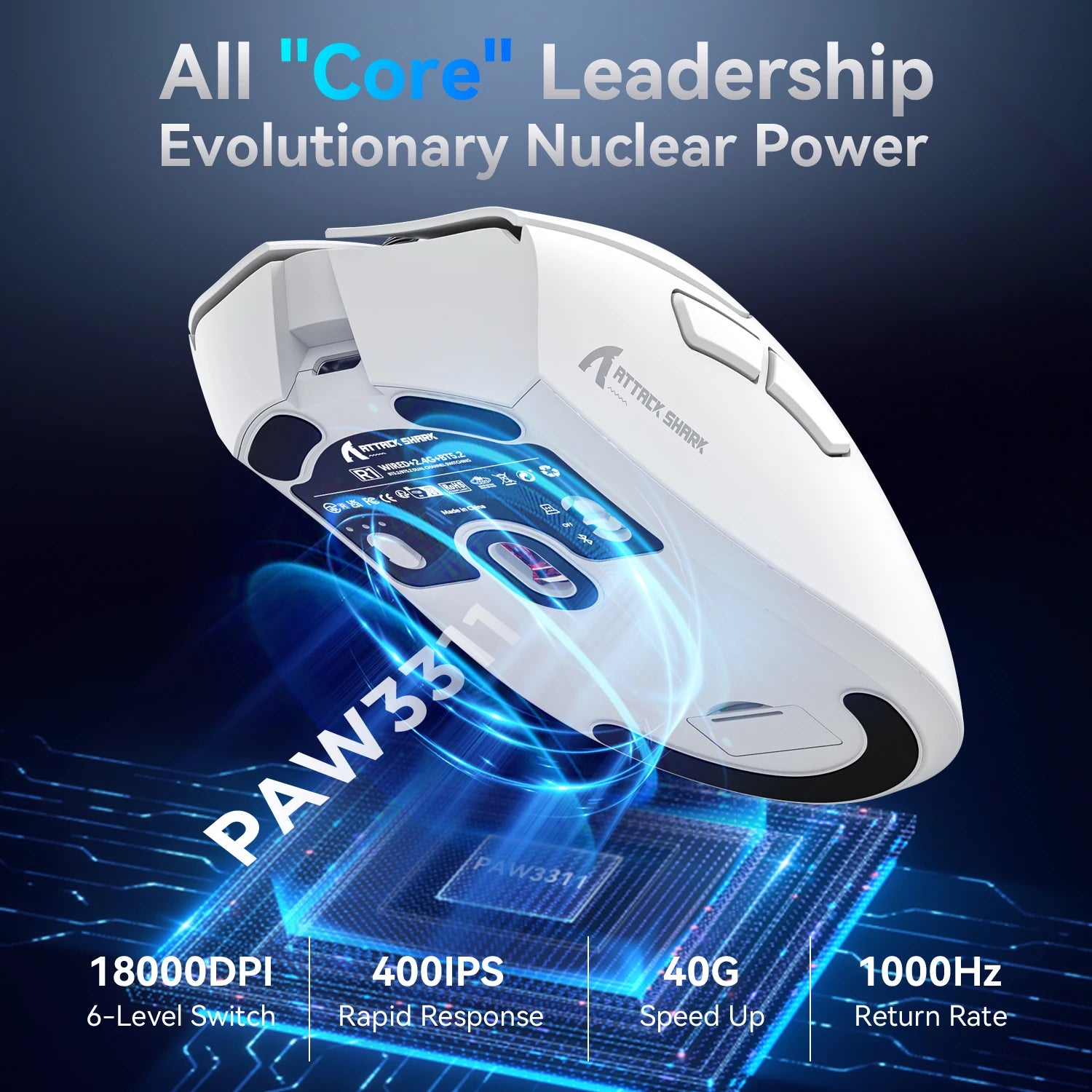 Attack Shark R1 Gaming Mouse Cost-Effective, Lightweight, Ergonomic, Adjustable DPI, Wireless/Wired Dual Modes, Precise