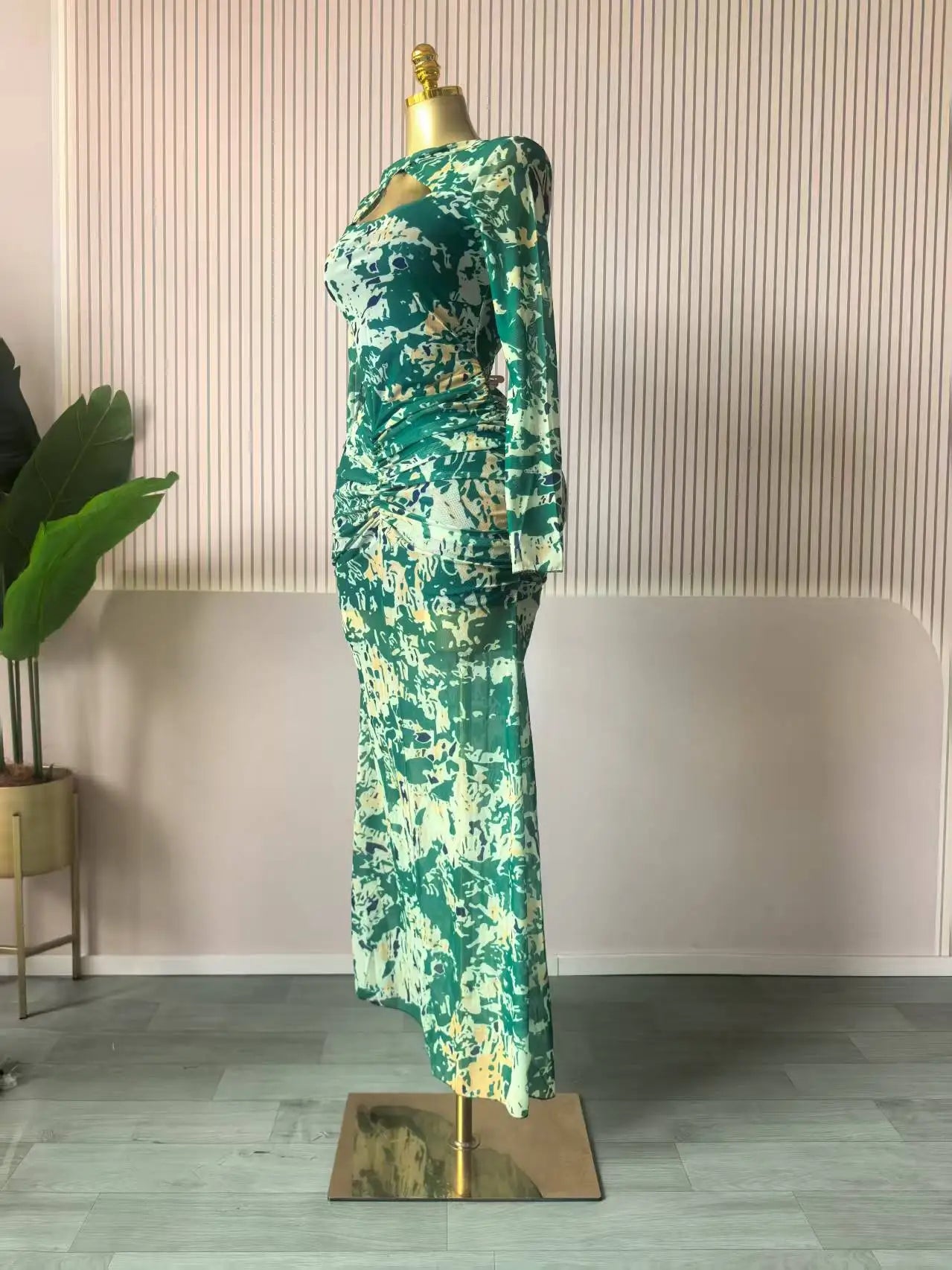 Women Draped V-neck Cutout Front Ruched Stacked Bodycon Midi Long Maxi Dress 2025 Night Club Party Vestidos Sexy Dresses