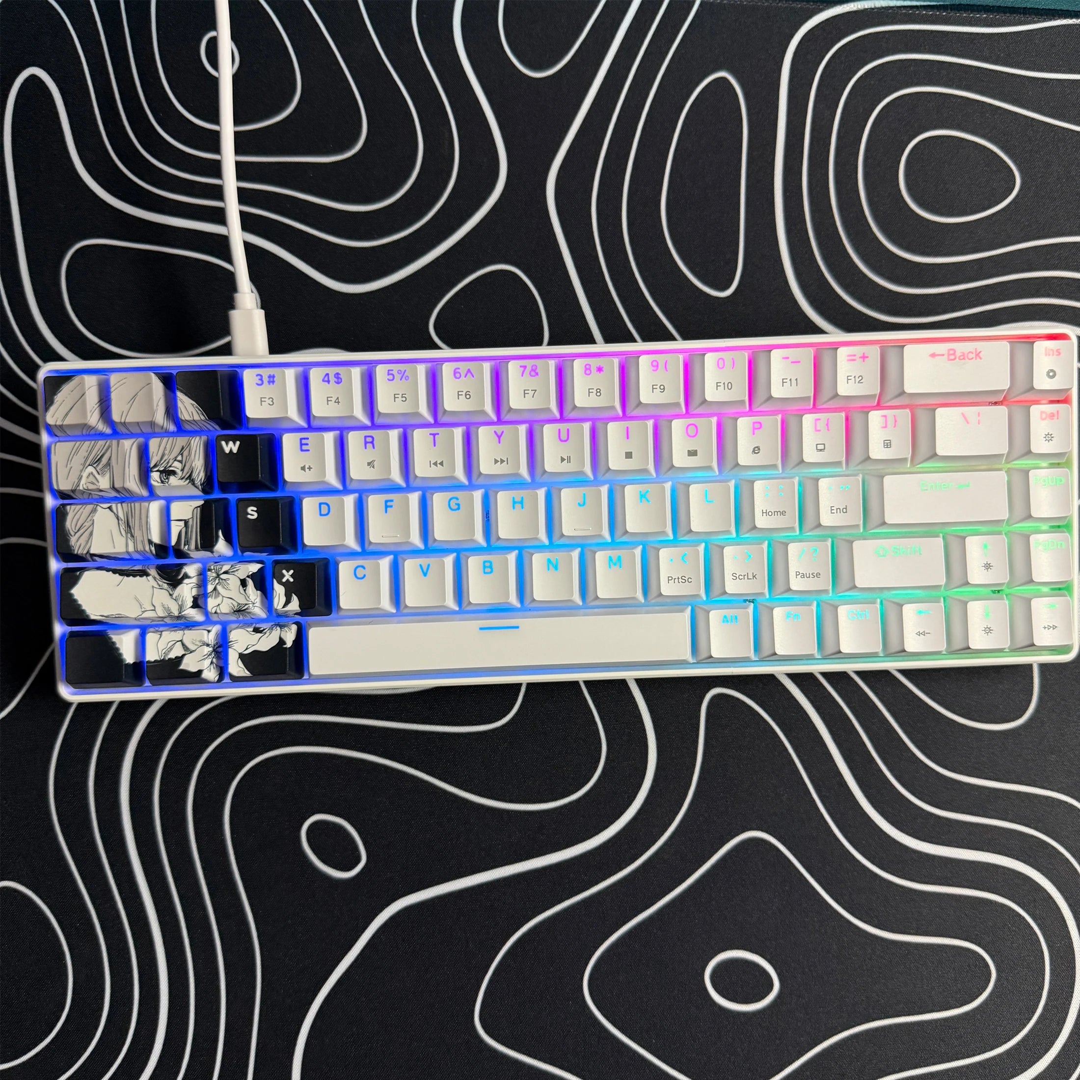 Gaming Mechanical Keyboard, Wired RGB Backlit Mini Keyboard, Ultra-Compact Anti-Ghosting No-Conflict 68 Keys Membrane Gaming