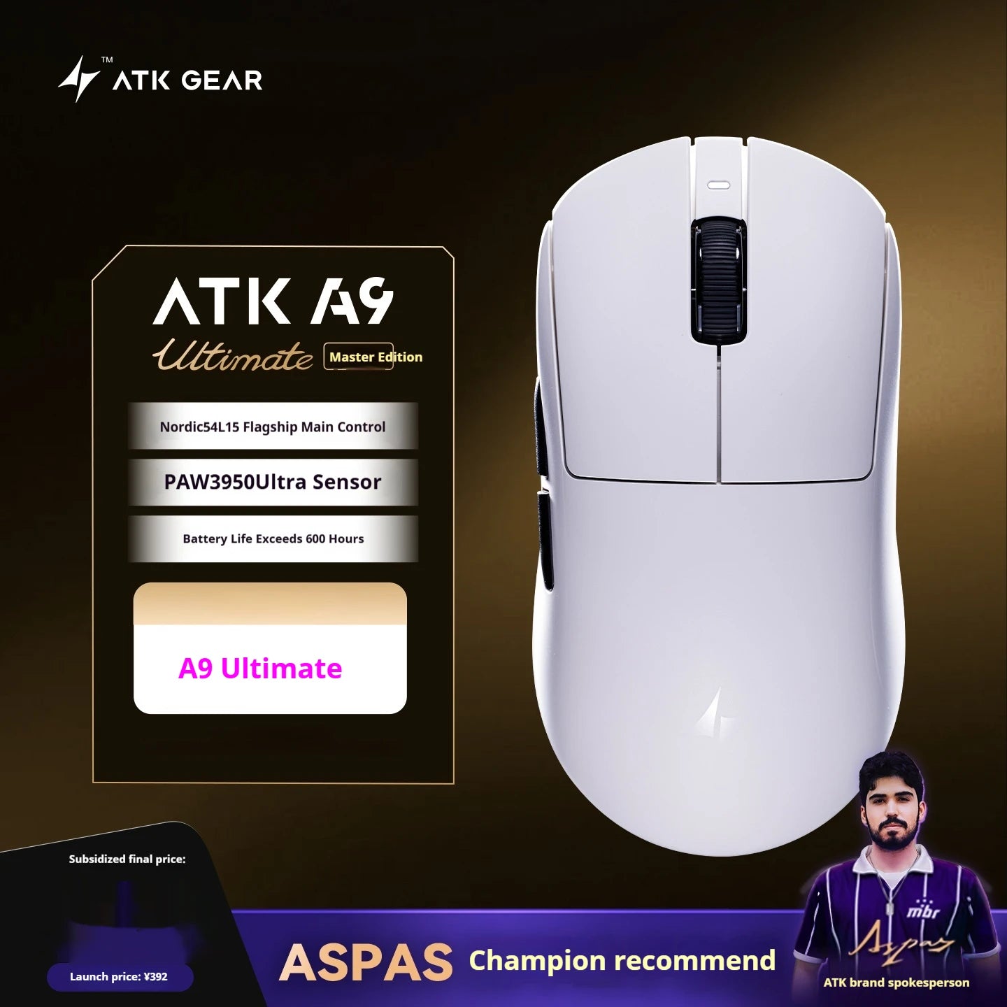 ATK A9 Ultra Wireless Gaming Mouse A9/A9 SE/A9 Plus/A9 Pro Tri Mode 8K Gaming Mouse 53g Lightweight E-sports PC Gift Customized