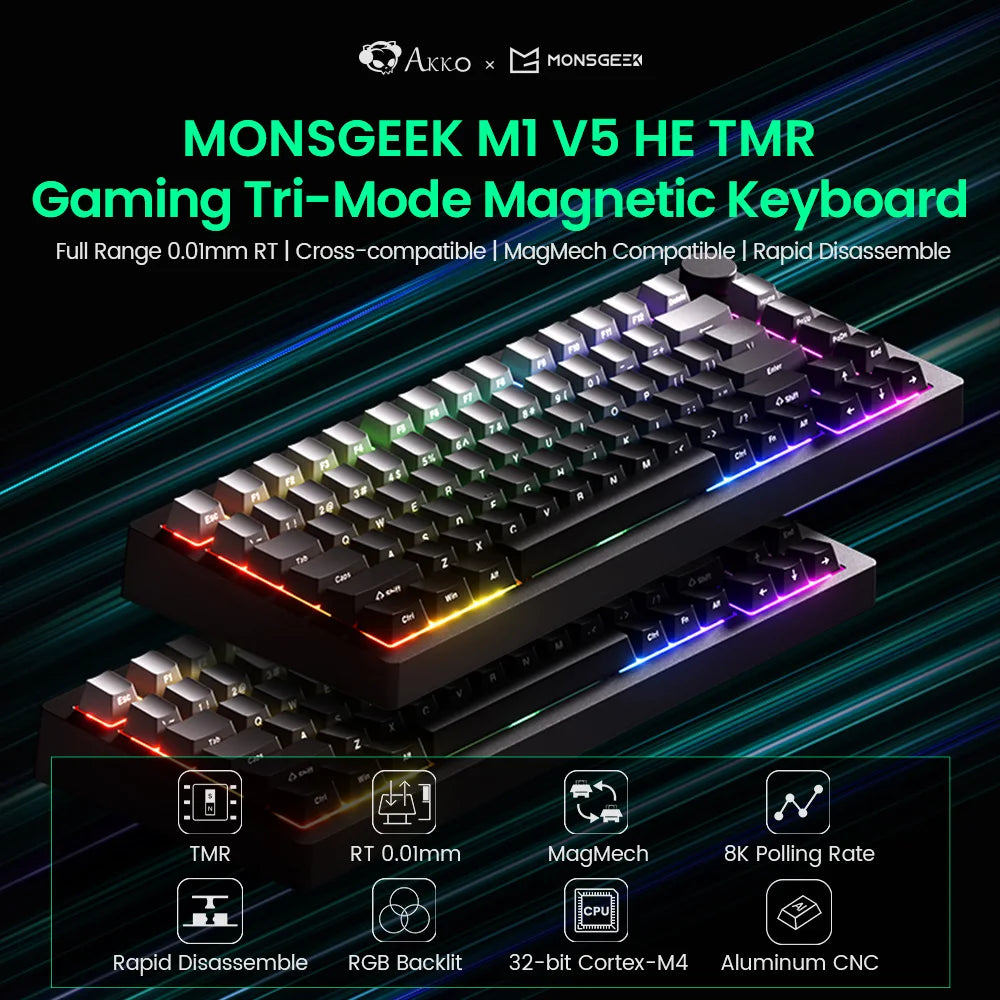 Akko MONSGEEK M1 V5 TMR Rapid Trigger Gaming Keyboard with Magnetic/Mechanical Switches 8K RGB Hot-swap Aluminum Keyboard Gasket