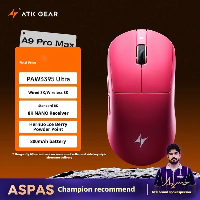ATK A9 Ultra Wireless Gaming Mouse Tri Mode 8K 53g Lightweight A9/A9 SE/A9 Plus/A9 Pro Gaming Mouse E-sports PC Customized Gift