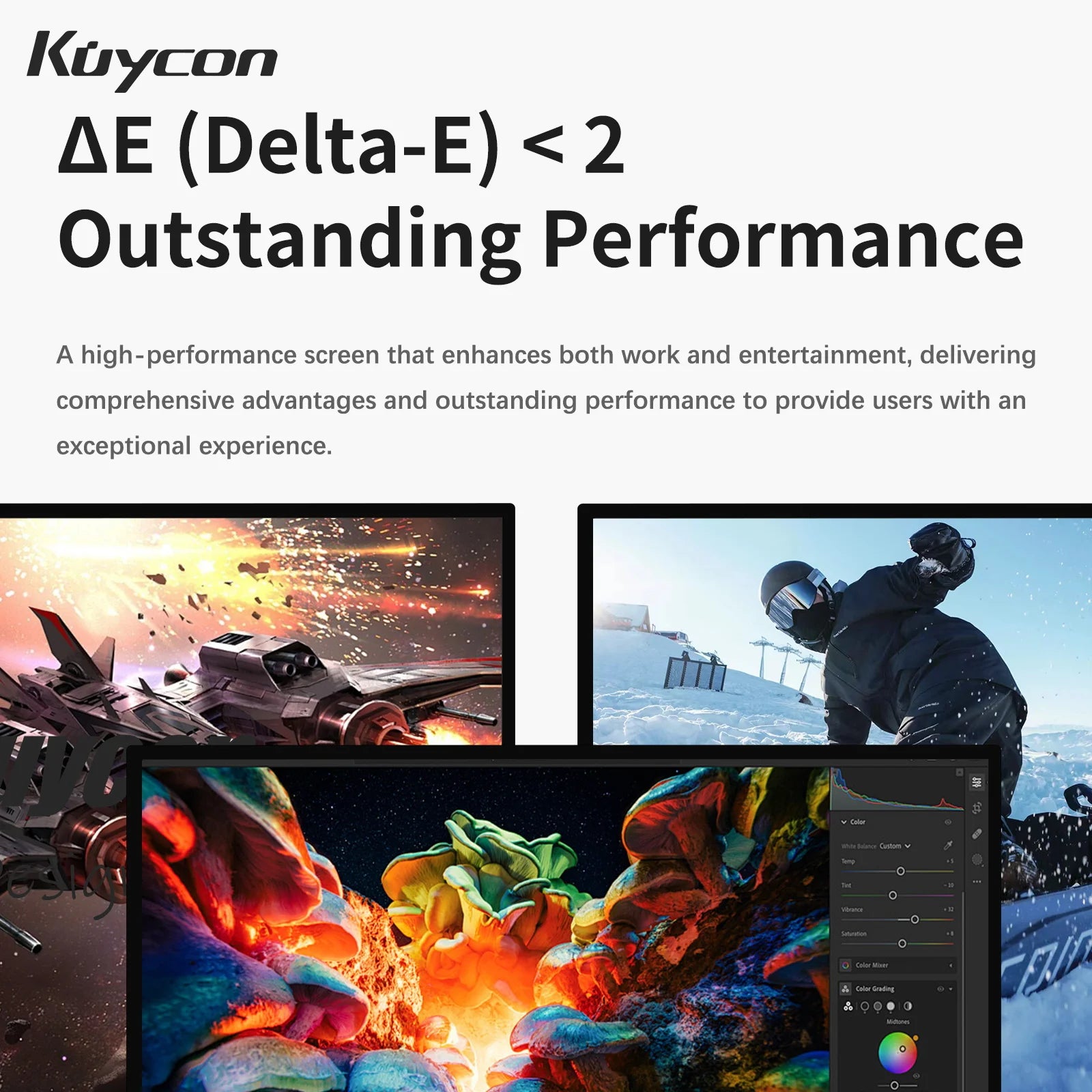 Original Kuycon P10 Gaming Computer Monitor Aluminum Alloy UHD 4K HDR400 PC Display Quick Response AMD Free Sync Desktop Screen
