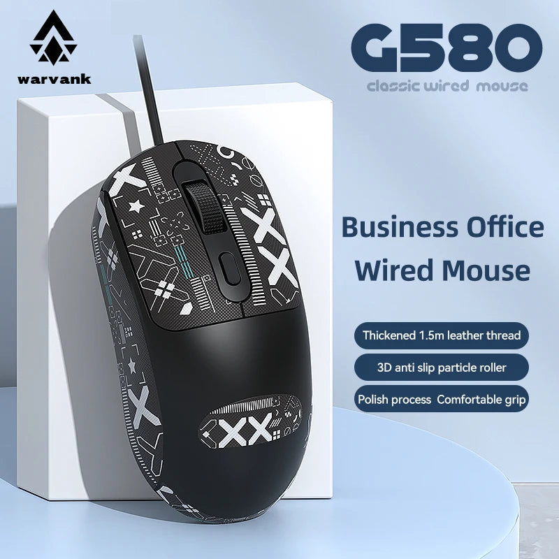 G580 USB Wired Mouse Ergonomic Office/gaming Mouse With Anti Slip Stickers For PC Laptops