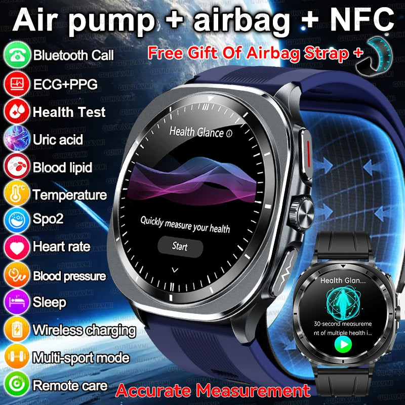2025 New For Android Air pump airbag Health Trackr Smart Watch Accurate Blood pressure lipids Uric acid Body analysis Smartwatch