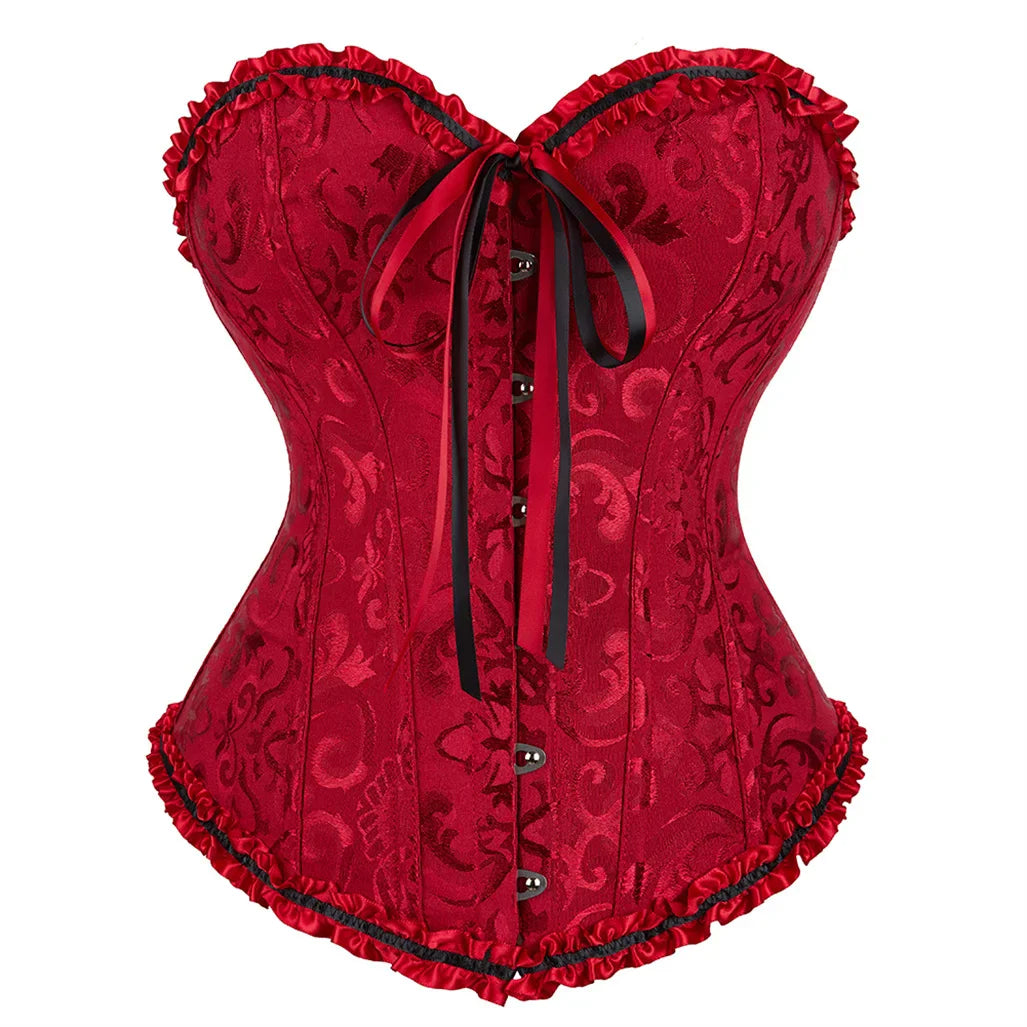 Victorian Gothic Fashion Jacquard Overbust Corset