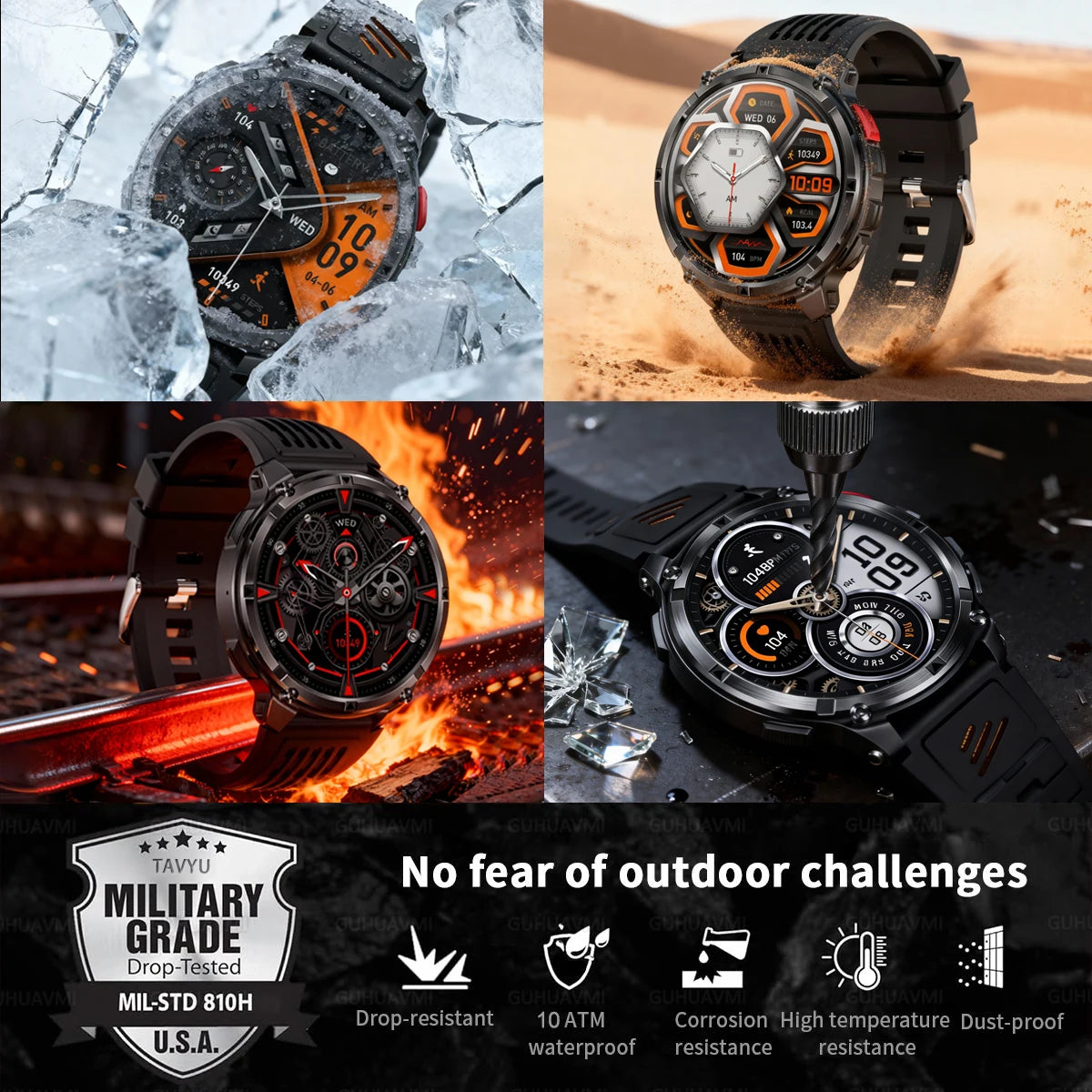 2026 New T-REX3 1100mAh Battery SmartWatch 10ATM Waterproof GPS Bluetooth call 1.7" AMOLED HD Sports Flashlight Smart Watch Men