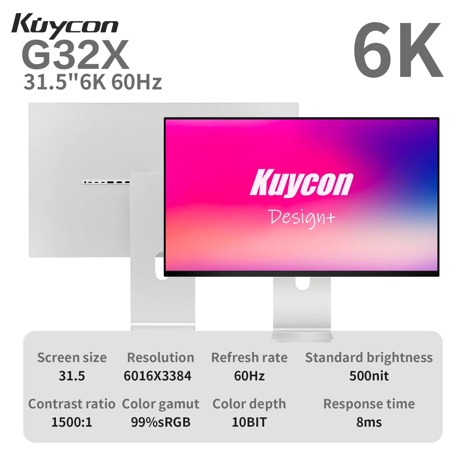 New Kuycon G32X Gaming Compective Desktop Monitor 100W Refresh Rate With Aluminum Alloy Body 31.5 Inch PC Display For Office