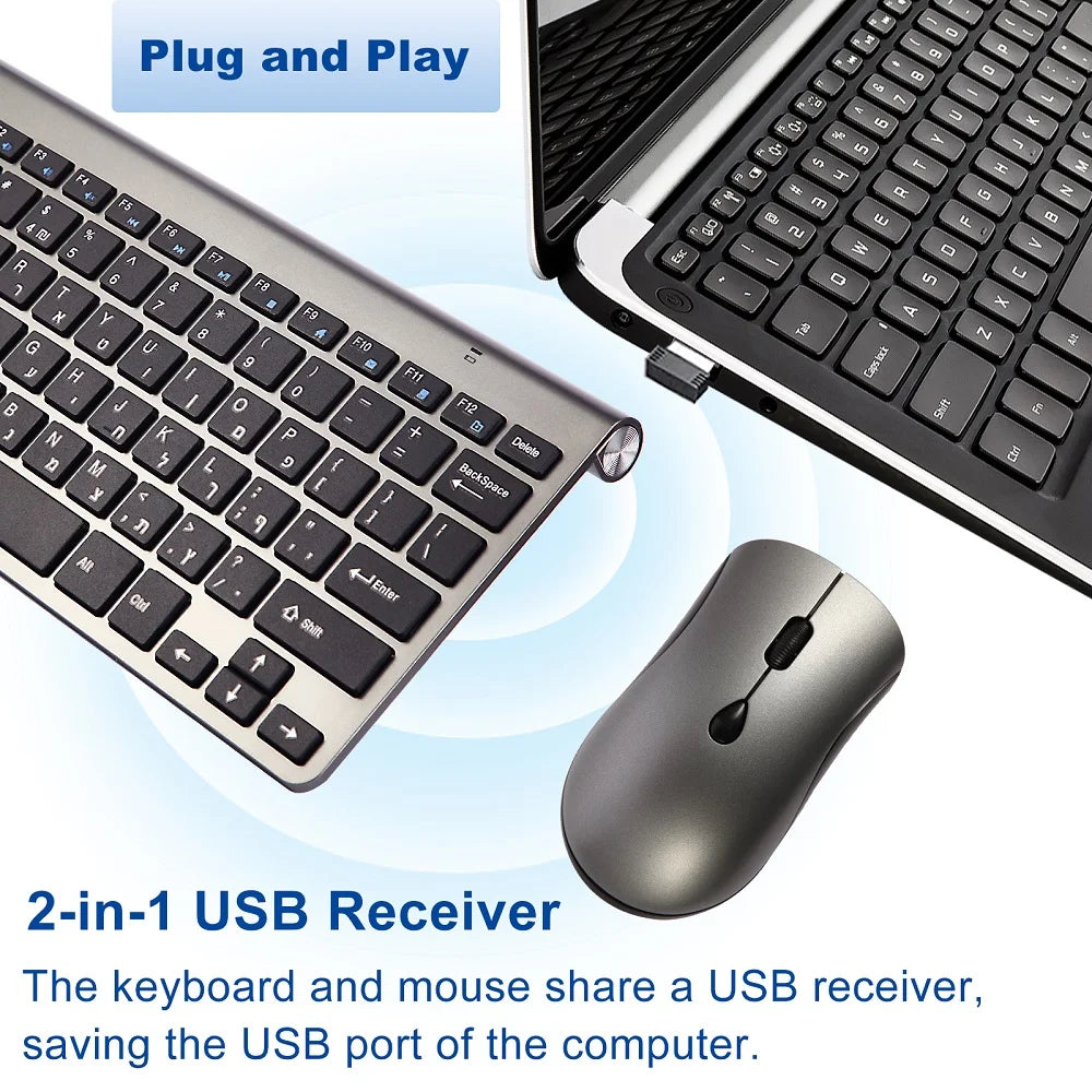 Mini Wireless Keyboard and Mouse 2.4G Protable Silent Mice
