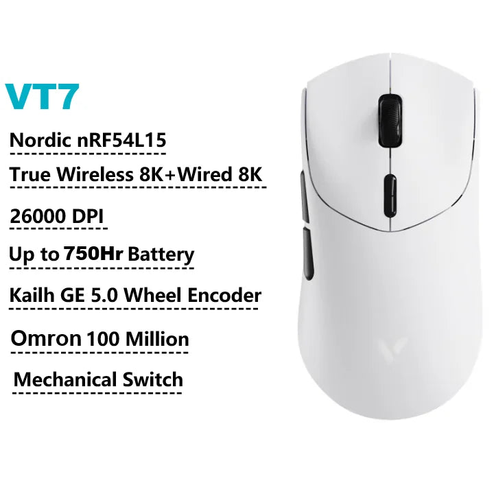 Rapoo VT7 MAX /VT7 Wireless Gaming Mouse True 8K Wireless Polling Rate 53g Lightweight Up to 750Hr Battery Life