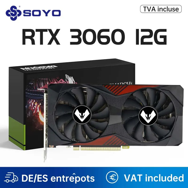 SOYO New Gaming Graphics Cards NVIDIA GeForce RTX 3060 12GB GDDR6 192 Bit Desktop GPU Video Card Computer components