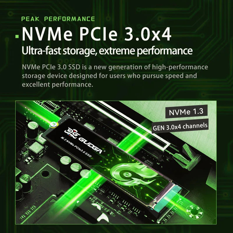 GUDGA SSD With Dram Cache M2 512GB M.2 2280 Internal Solid State Drive PCIe 3.0 ×4 3500mb/s Hard Disk TLC for Laptop