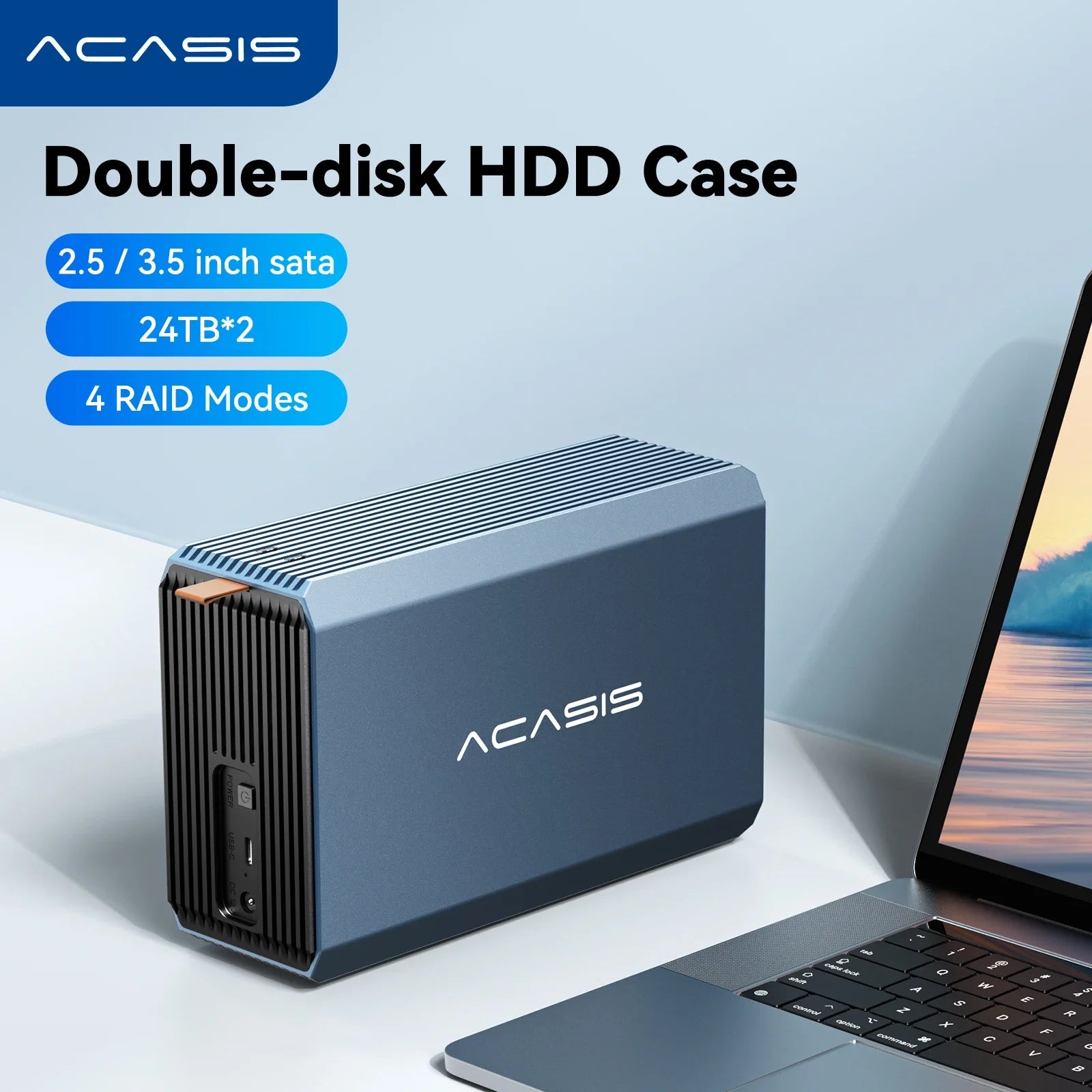 Acasis Dual Bay 3.5/2.5 Inch HDD/SSD Case 48TB External Hard Drive