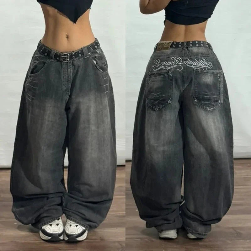 Baggy Wide Leg Designed Jeans