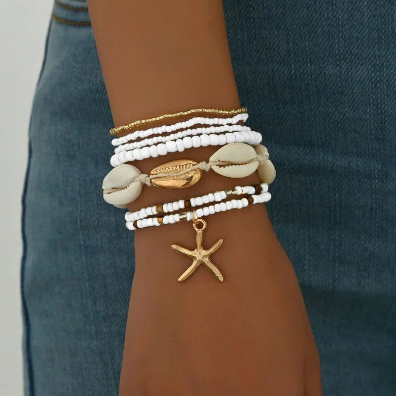 Beach Multilayer Stacked Bead Bracelets Set