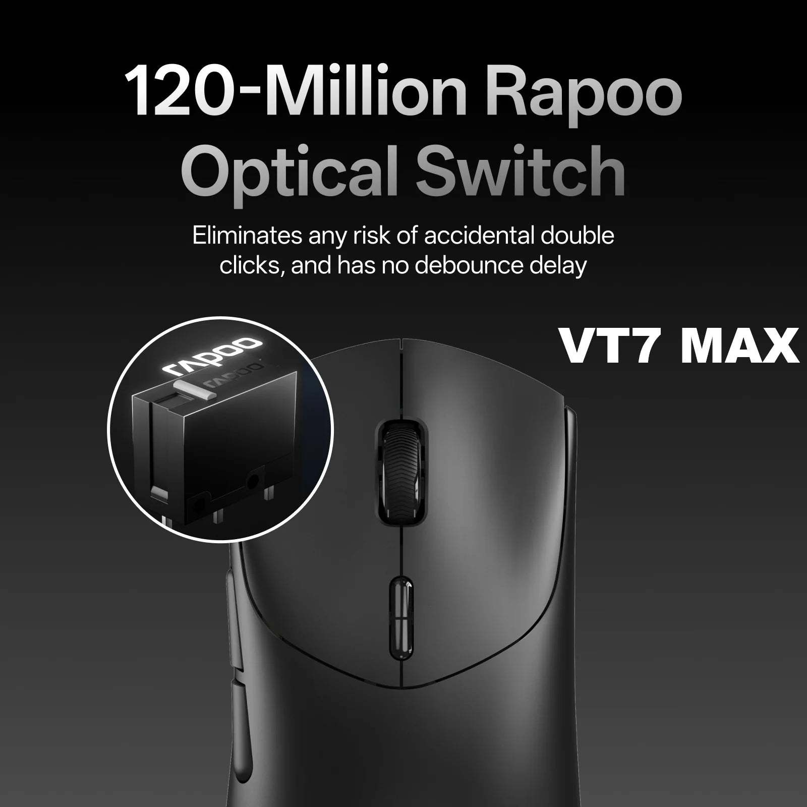 Rapoo VT7 MAX /VT7 Wireless Gaming Mouse True 8K Wireless Polling Rate 53g Lightweight Up to 750Hr Battery Life