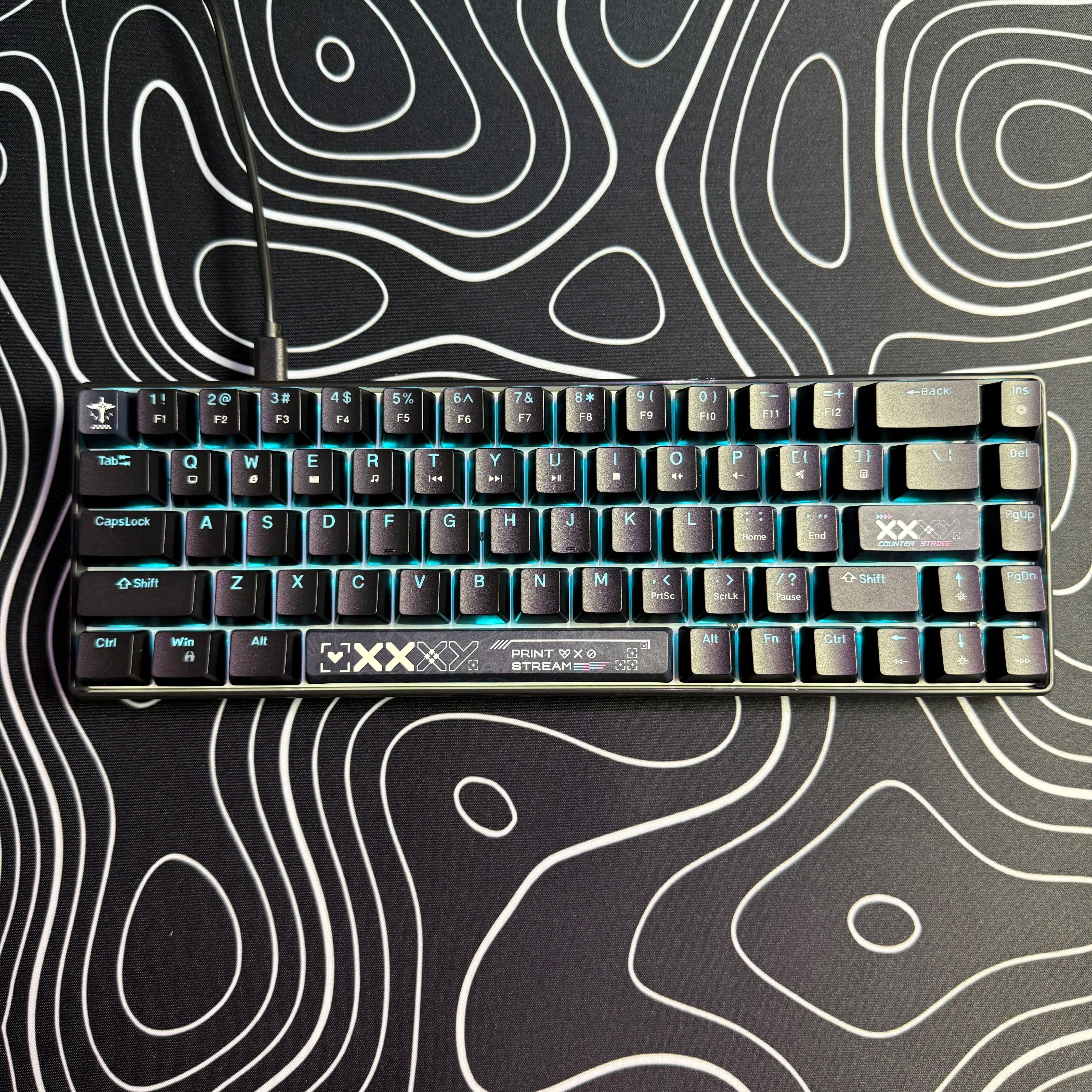 Mechanical Gaming Keyboard, 68 Keys Gaming Keyboard With Blue/Switches, Detachable Type-C Cable Mini Keyboard With Blue Light