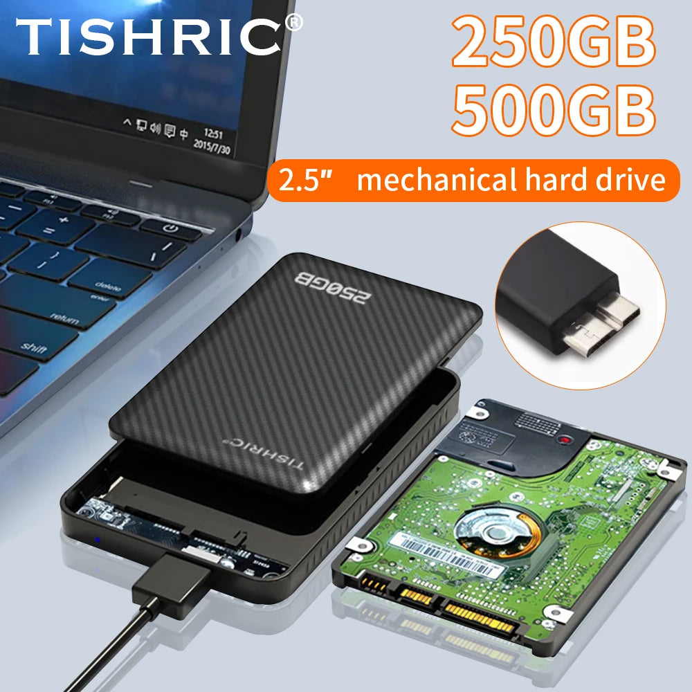 TISHRIC External Hard Drive 250G 500G Portable SSD Solid Disk USB3.0 Mobile Solid State Drive For Mac/PC/Laptop Gaming Hard Disk